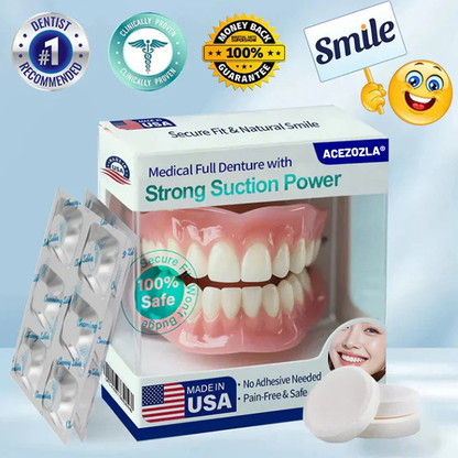 🔥Limited Time 50% OFF： 2nd ltem 60% Off🔥Acezozla® Medical Full Denture with Strong Suction ✅ Made and Shipped from the USA🍀