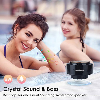 Mini Bluetooth Shower Speaker with RGB Lights | Waterproof Suction Cup | Wireless Bathroom Music Player with Mic