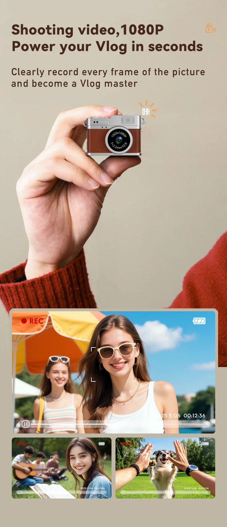 Retro Mini Digital Camera – HD Video, Pocket Size